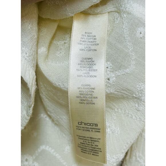 Chico's Long Sleeve Crochet Eyelet Top Women's Size Small - Picture 8 of 8